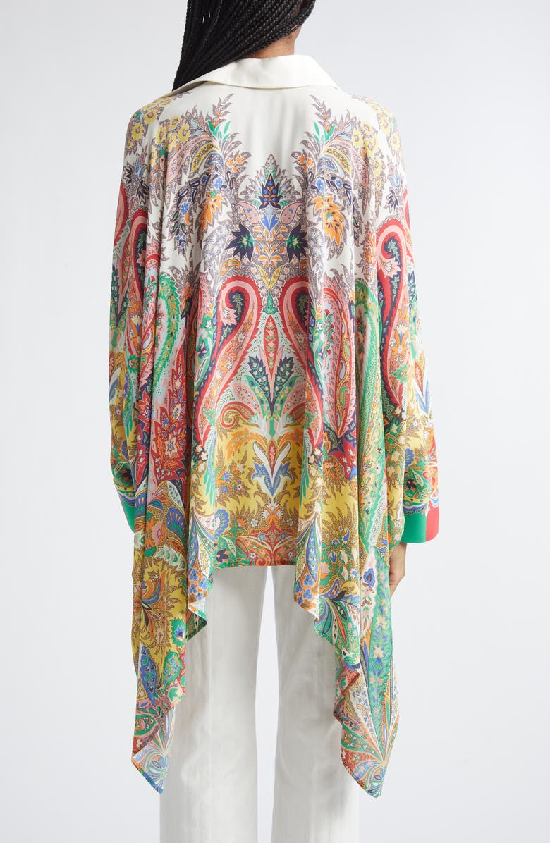 Etro Paisley Print Button-Up Poncho, Alternate, color, Print On White Base