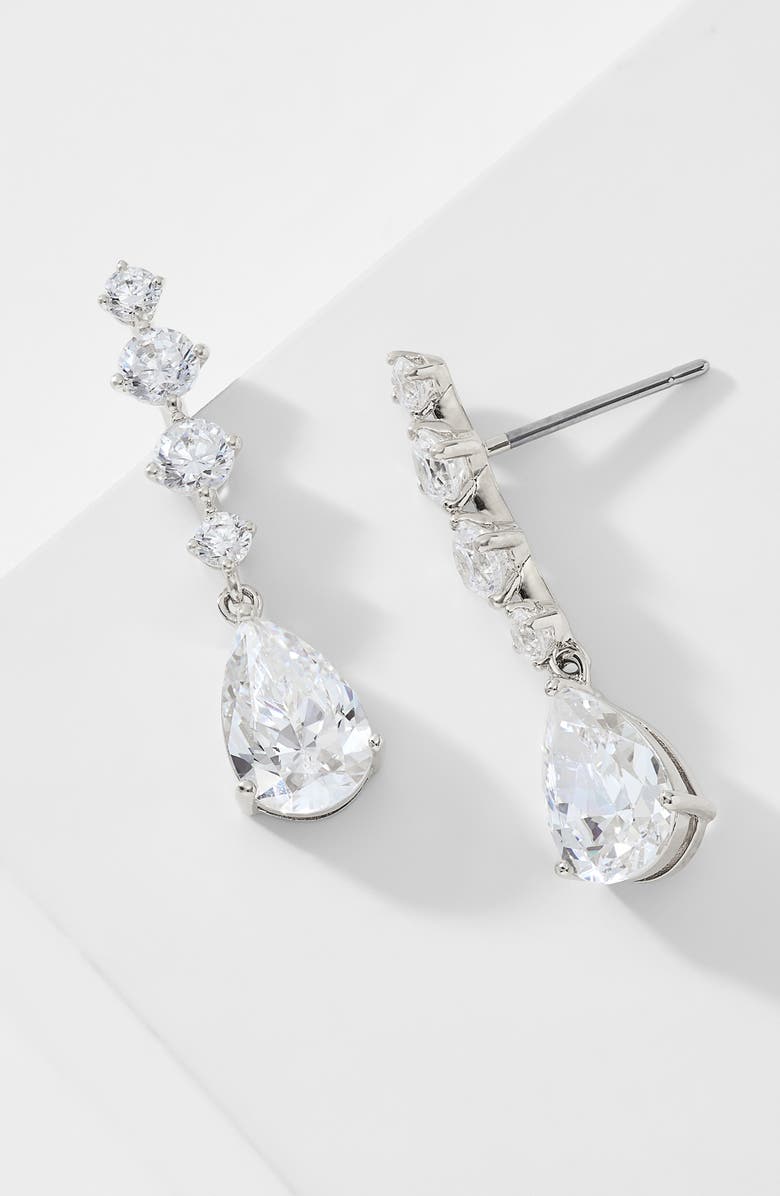 Nadri Cubic Zirconia Drop Earrings, Alternate, color, Rhodium