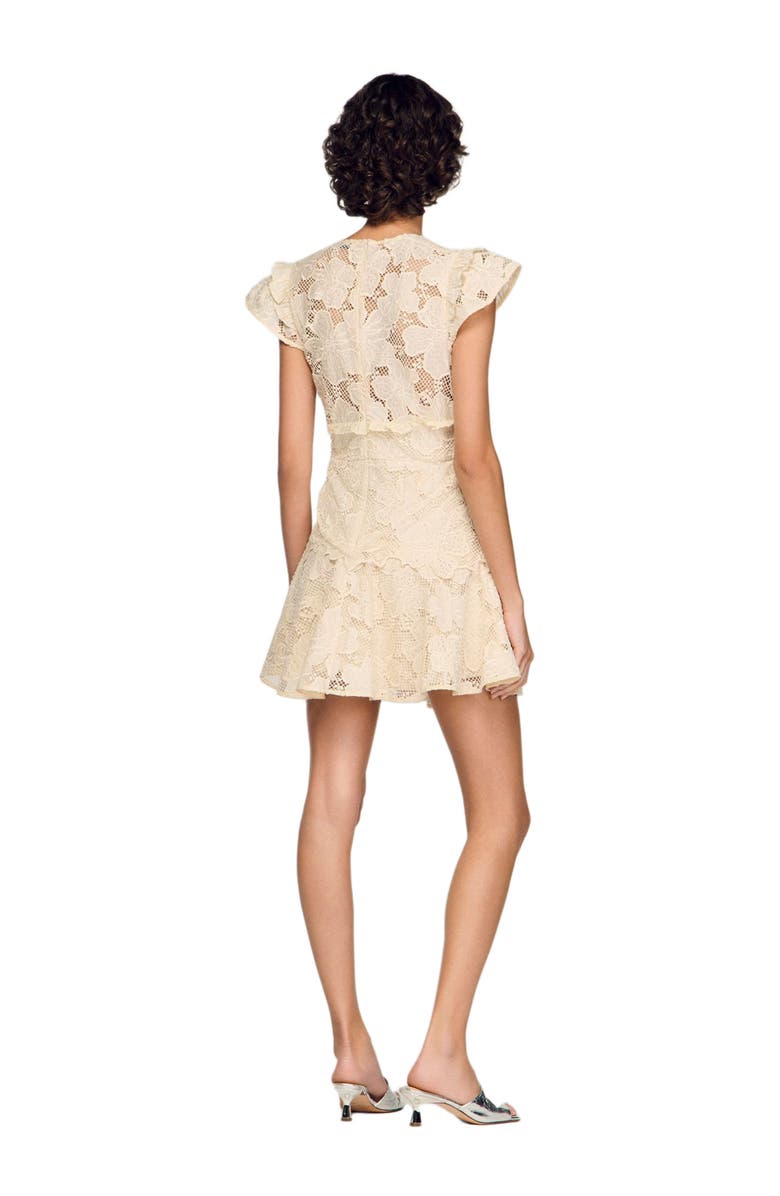 SANDRO Short guipure dress, Alternate, color, Ecru