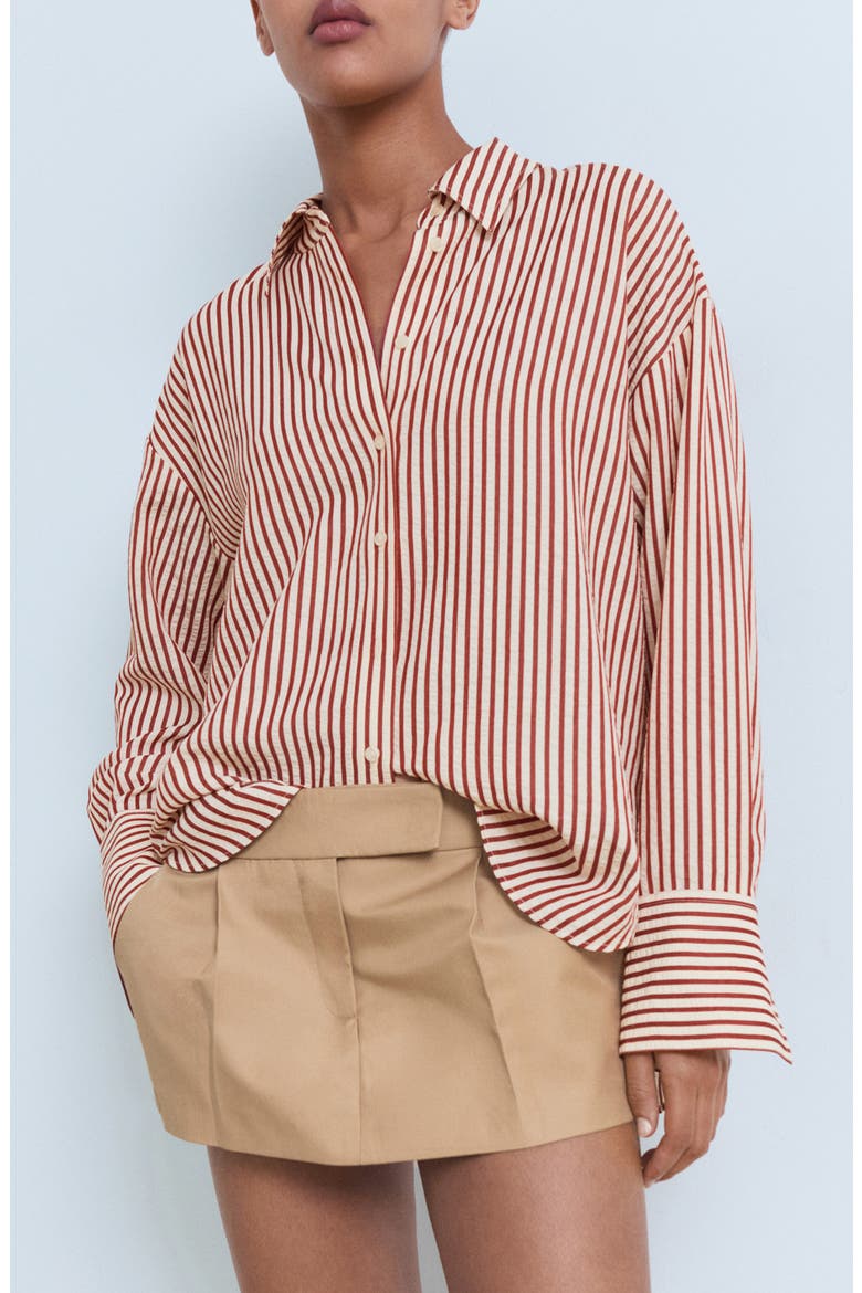Stripe Button-Up Shirt, Main, color, BURNT ORANGE