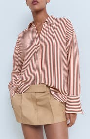 MANGO Stripe Button-Up Shirt