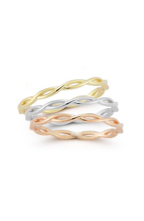 Glaze Jewelry Set Of 3 Tri-tone Stackable Rings In Gold