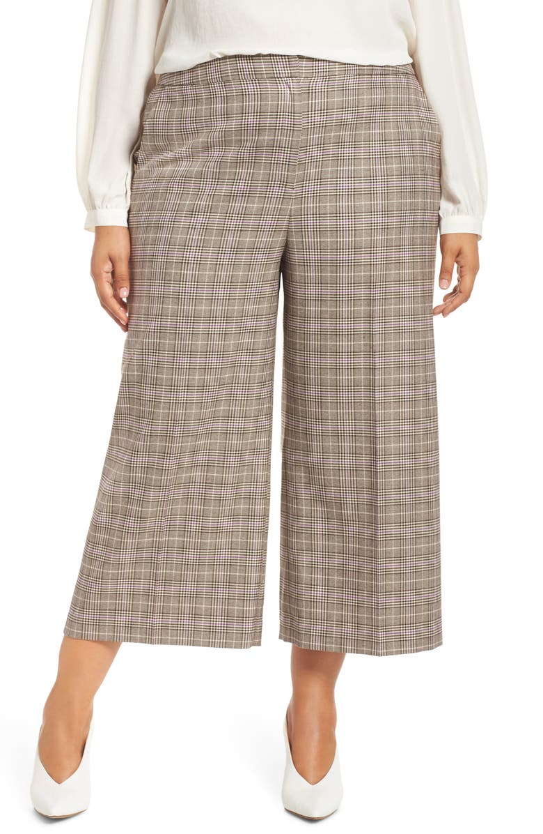 Halogen<sup>®</sup> Plaid Wide Leg Crop Pants, Alternate, color, 