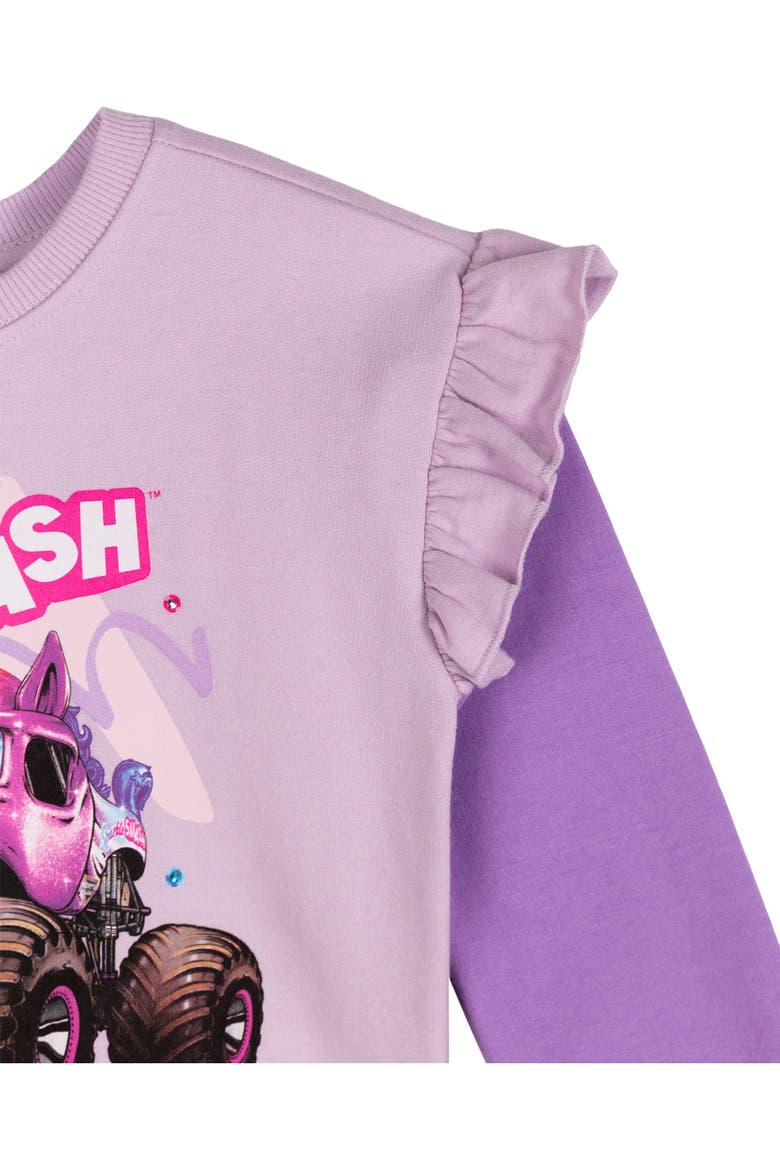 Sparkle Smash 2-Piece Fleece Sweatshirt and Pants Set, Alternate, color, Lilac Sparkle Smash