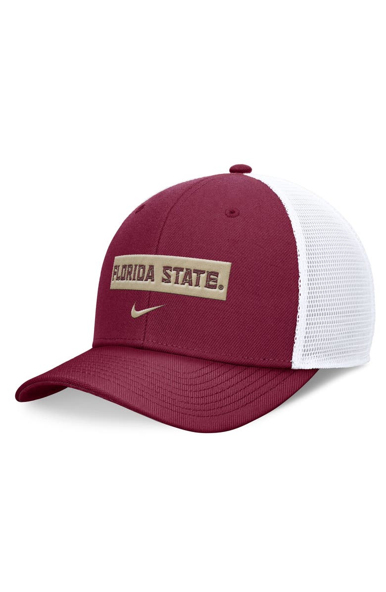Nike Men's Nike Garnet/White Florida State Seminoles 2024 Sideline Trucker Adjustable Hat, Main, color,
