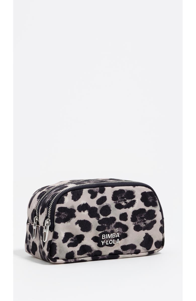 Bimba y Lola Nylon Double Make-Up Case, Main, color, Leopard Grey