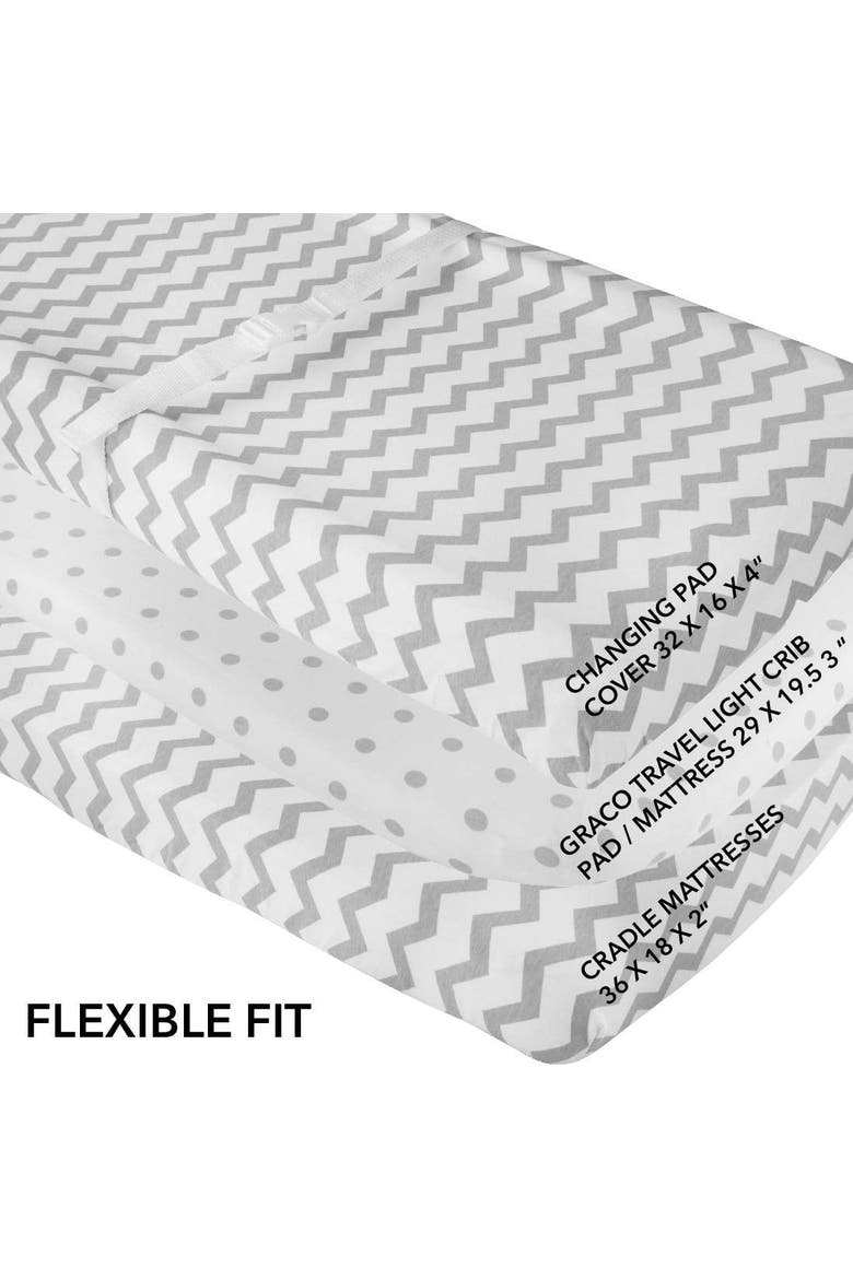 Baby Changing Pad Cover - Cradle Sheet 2 Pack, Alternate, color, Grey Chevron & Polka Dot