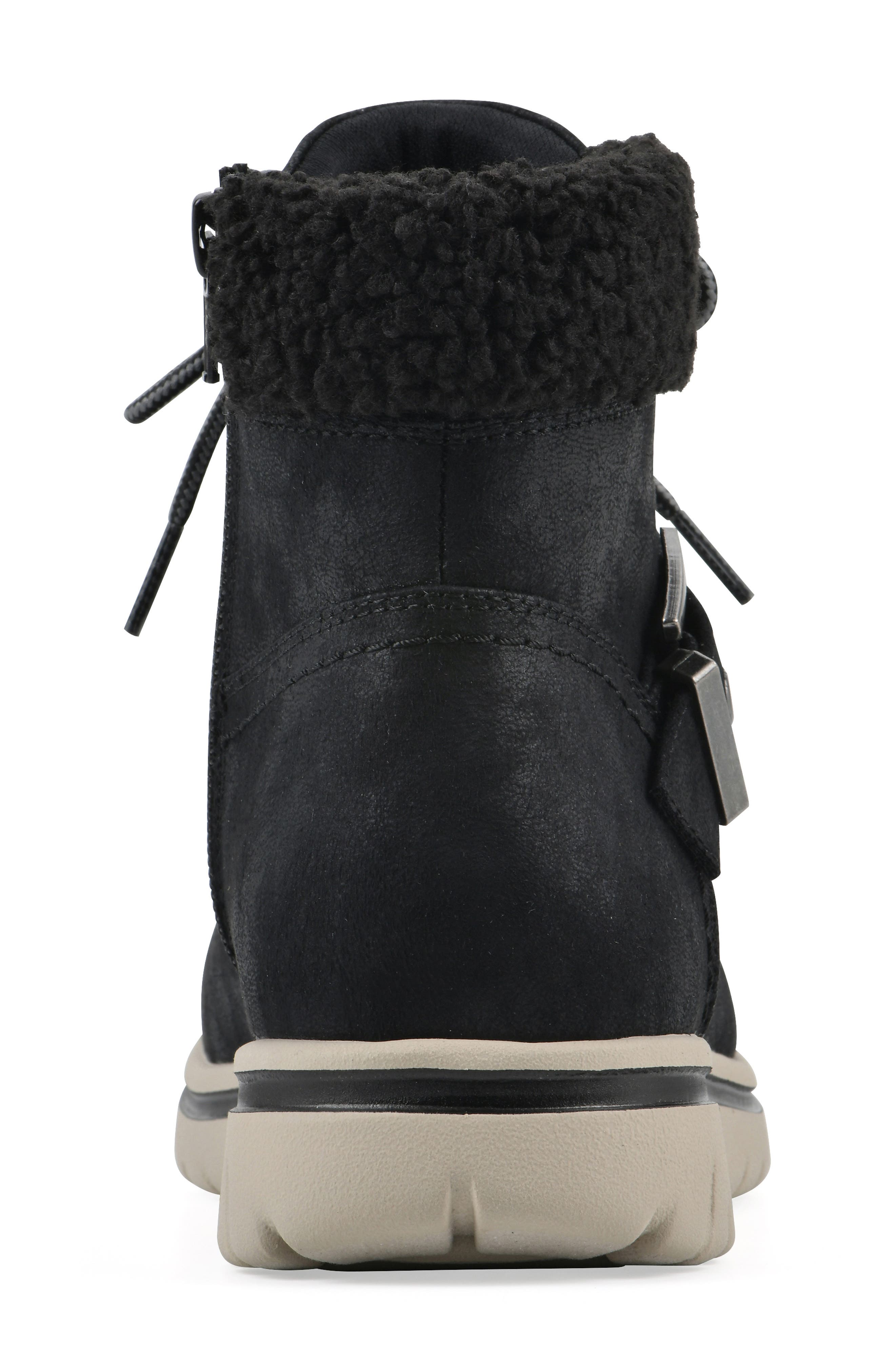CLIFFS BY WHITE MOUNTAIN Hadrian Faux Shearling Cuff Hiker Bootie, Alternate, color, Black Fabric