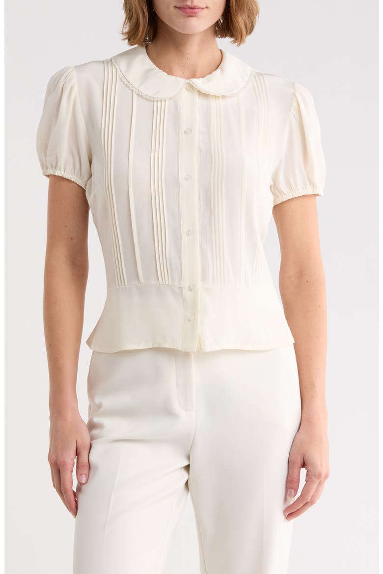 Puff Sleeve Pintuck Top, Main, color, OFF WHITE