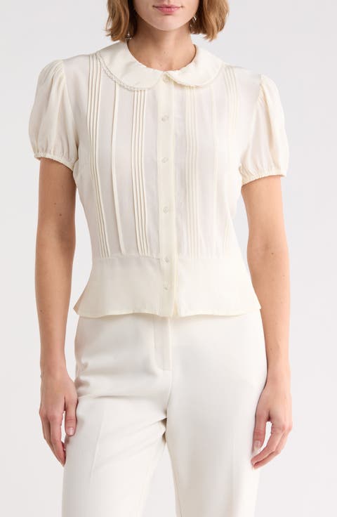 Puff Sleeve Pintuck Top