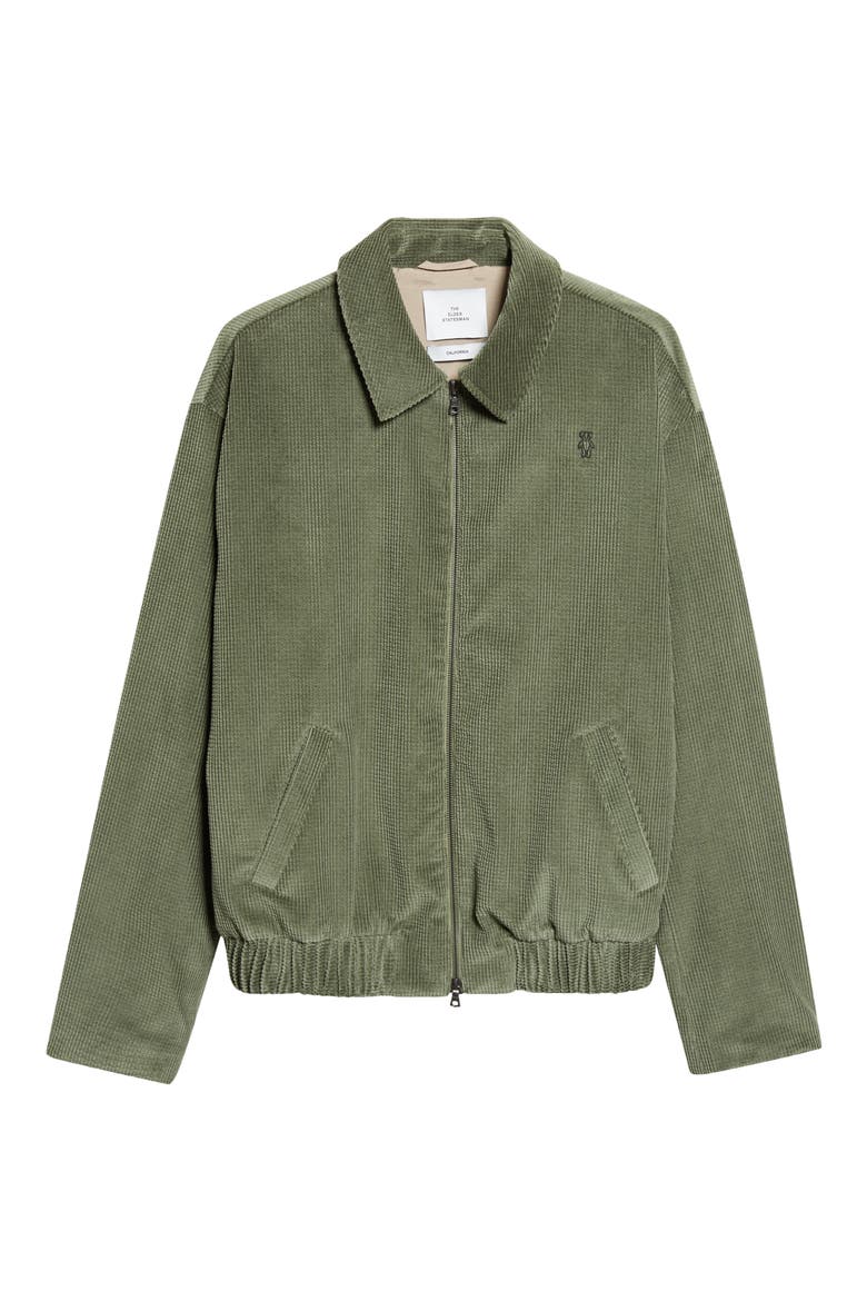 Cotton Waffle Cord Bomber Jacket, Alternate, color, CYPRESS