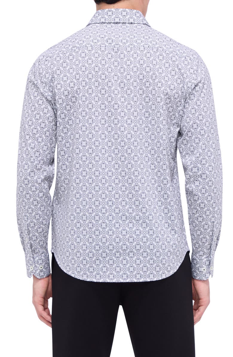 Bugatchi James OoohCotton<sup>®</sup> Mandala Print Button-Up Shirt, Alternate, color, Black