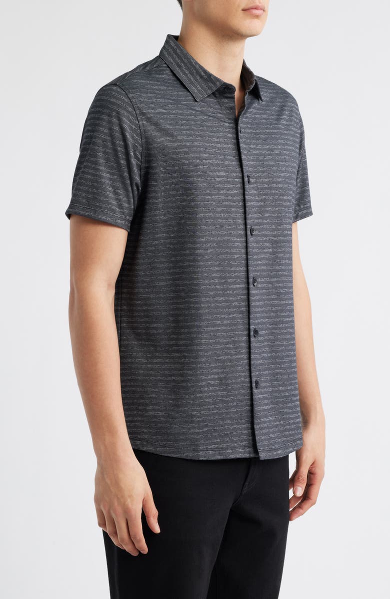 Robert Barakett Ranger Short Sleeve Knit Button-Up Shirt, Alternate, color, Black