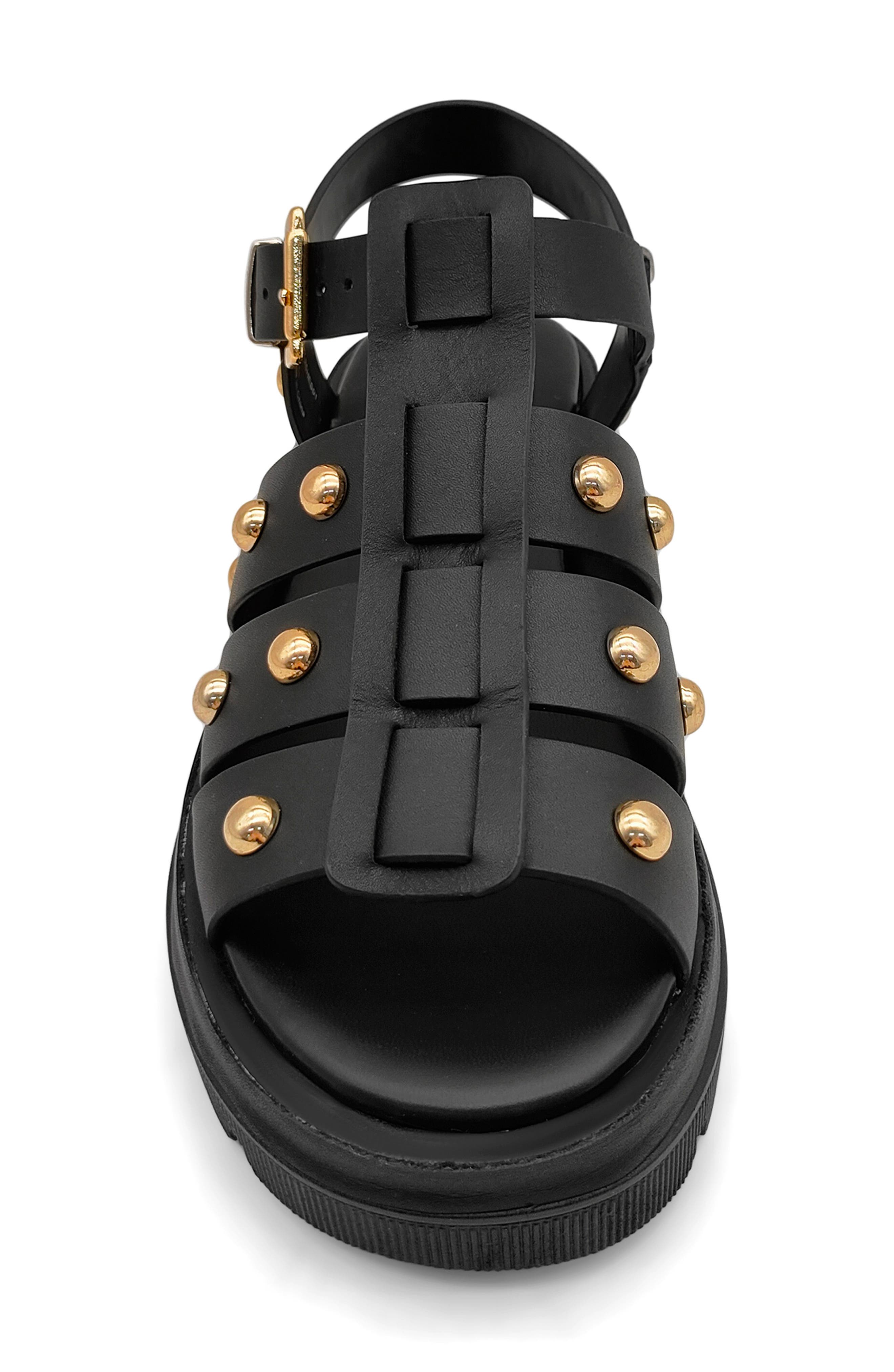 Kenneth Cole Herron Stud Sandal, Alternate, color, Black Leather
