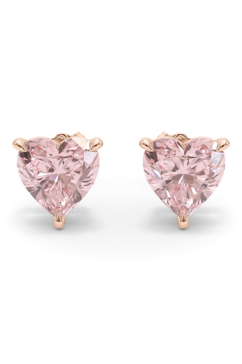 Pink Lab Created Diamond Stud Earrings, Alternate, color, 18K ROSE GOLD