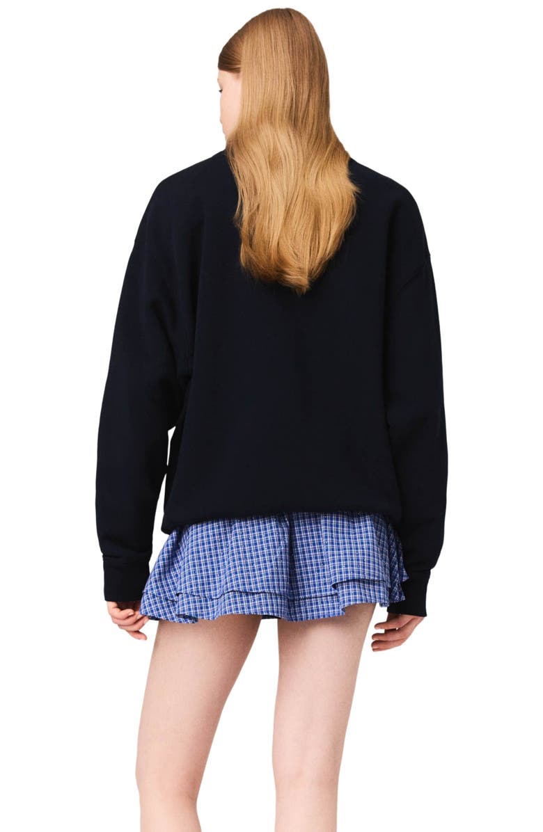 maje Paris embossed logo sweatshirt, Alternate, color, Navy