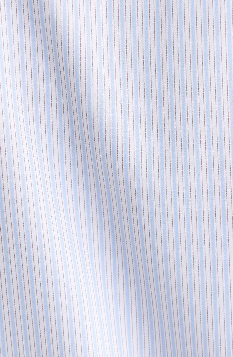 Nordstrom Trim Fit Stripe Premium Non Iron Cotton Button-Up Shirt, Alternate, color, Blue Marine Stripe