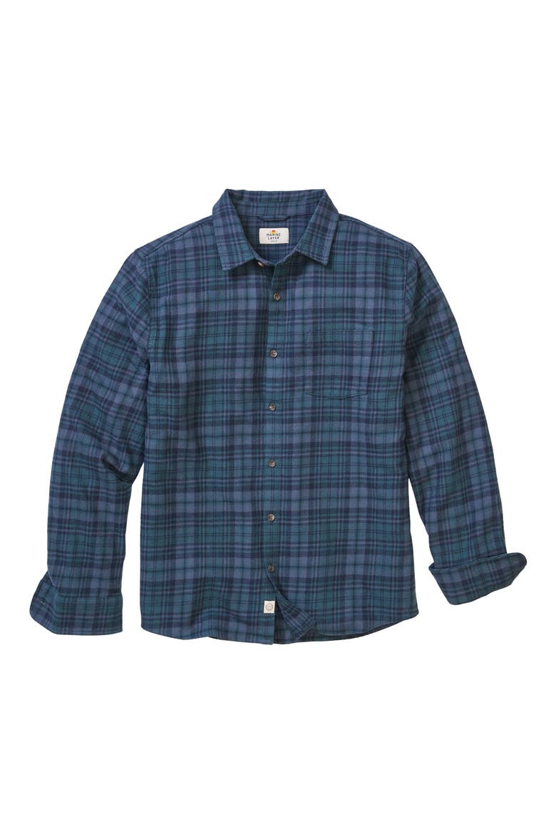 Tahoe Plaid Flannel Button-Up Shirt, Alternate, color, GREEN/ NAVY PLAID