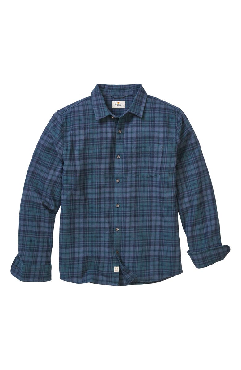 Marine Layer Tahoe Plaid Flannel Button-Up Shirt, Alternate, color, Green/ Navy Plaid