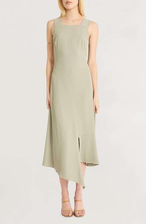 Asymmetric Sleeveless Midi Dress