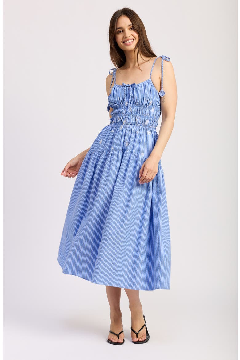 Amelie Embroidered Stripe Sundress, Alternate, color, BLUE WHITE