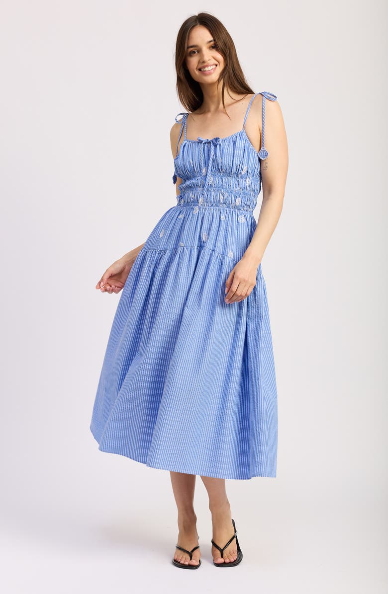 En Saison Amelie Embroidered Stripe Sundress, Alternate, color, Blue White