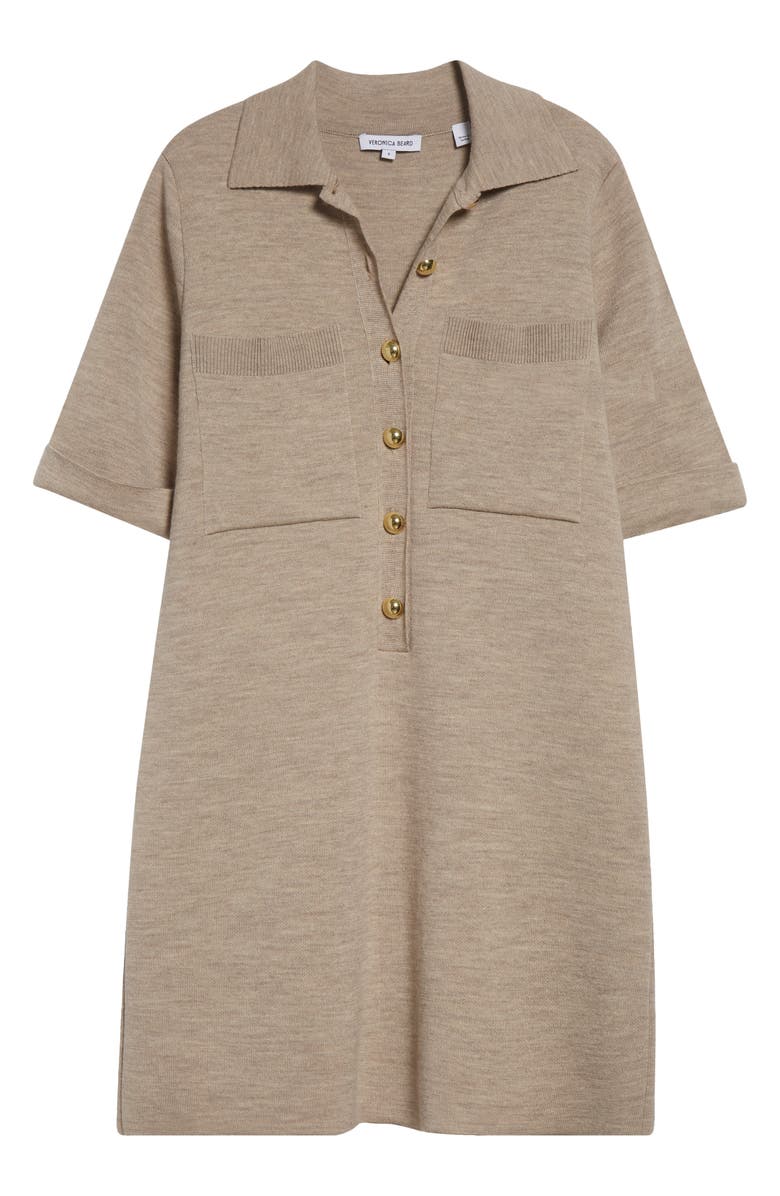 Veronica Beard Madden Merino Wool Half Placket Sweater Dress, Alternate, color, Oatmeal Melange