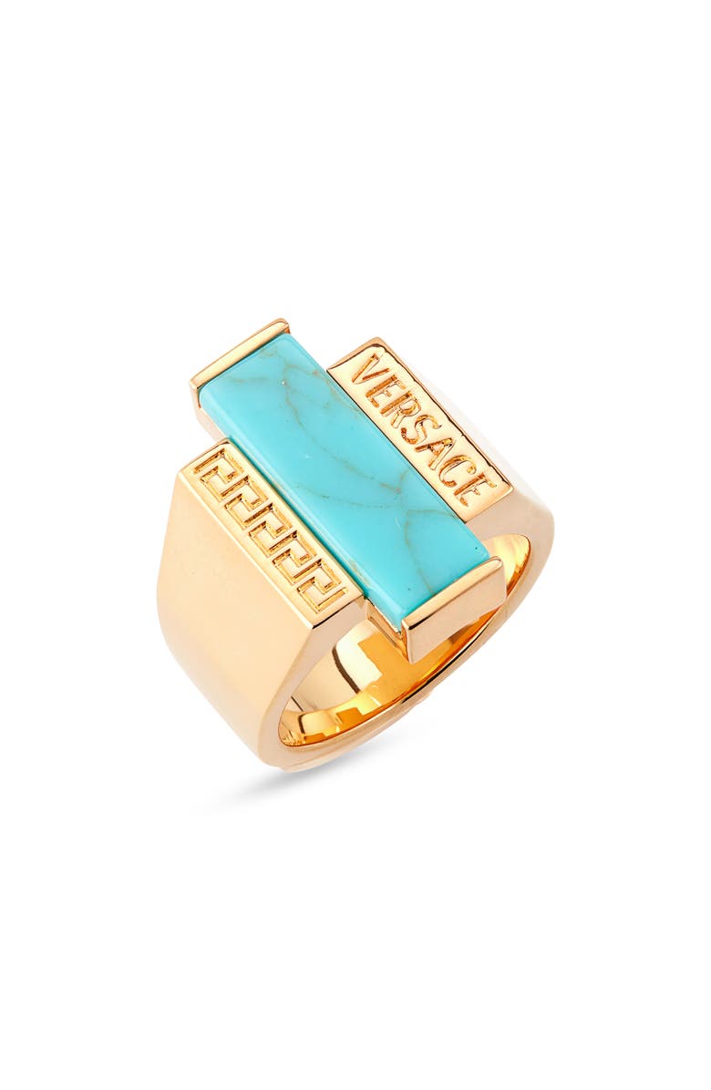 Versace Men's Greca Turquiose Ring, Main, color, 