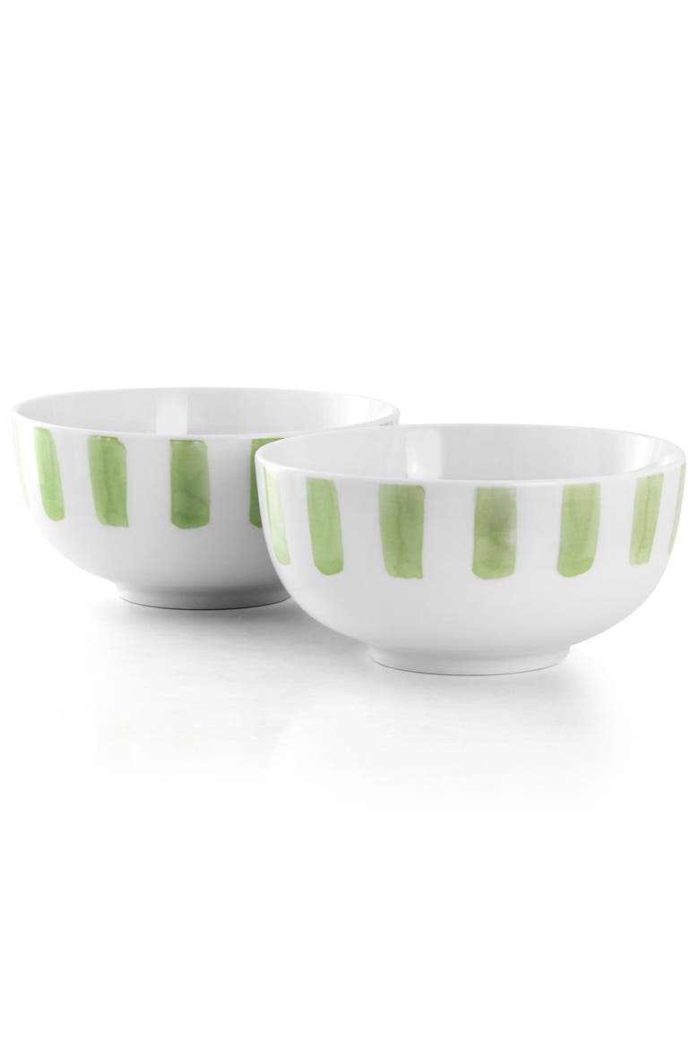 2 Piece Fine Ceramic Cereal Bowl Set, Alternate, color, Green