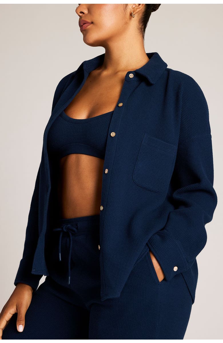 Negative Underwear Waffle Knit Shirt Jacket, Main, color, Navy