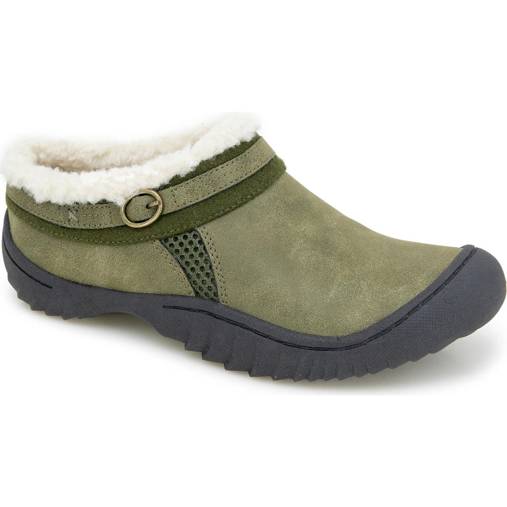 Jbu Ginger Faux Fur Lined Clog In Green