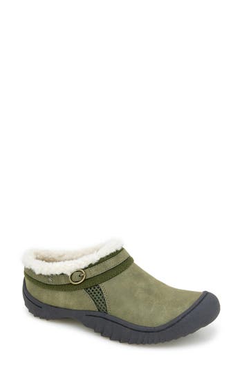 Jbu Ginger Faux Shearling Lined Slipper In Green