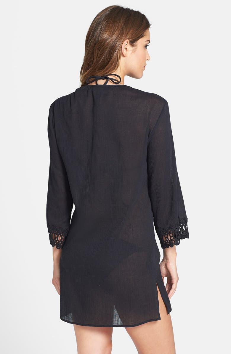 La Blanca Crochet Trim Cover-Up, Alternate, color, 