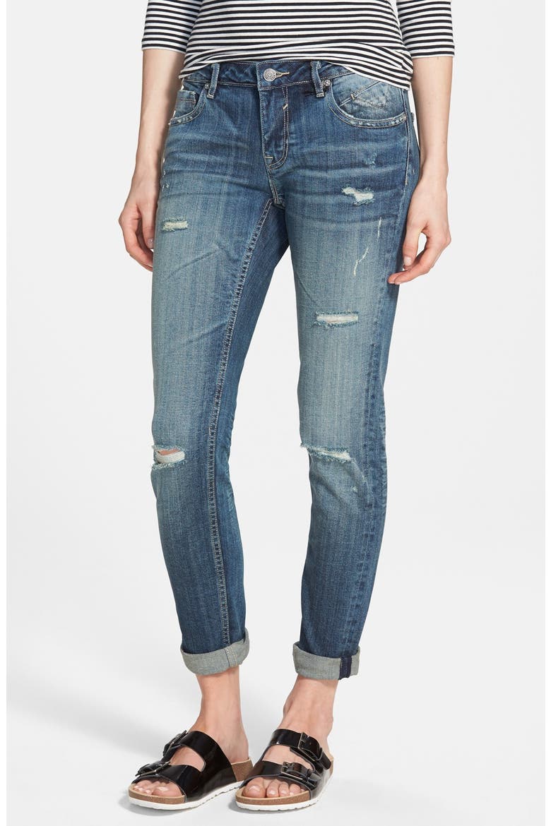 'Tomboy' Destroyed Skinny Jeans, Main, color, MEDIUM WASH