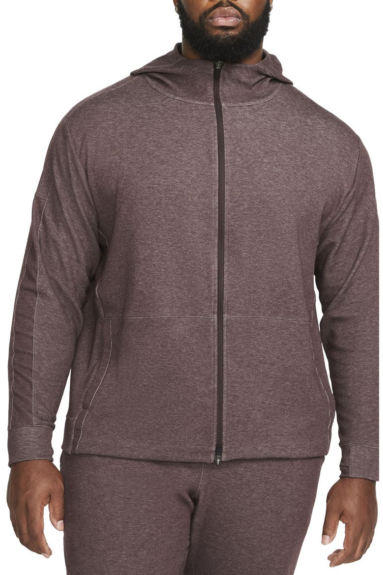 Restore Dri-FIT Full Zip Fleece Hoodie, Alternate, color, BROWN BASALT/ HEATHER/ BLACK