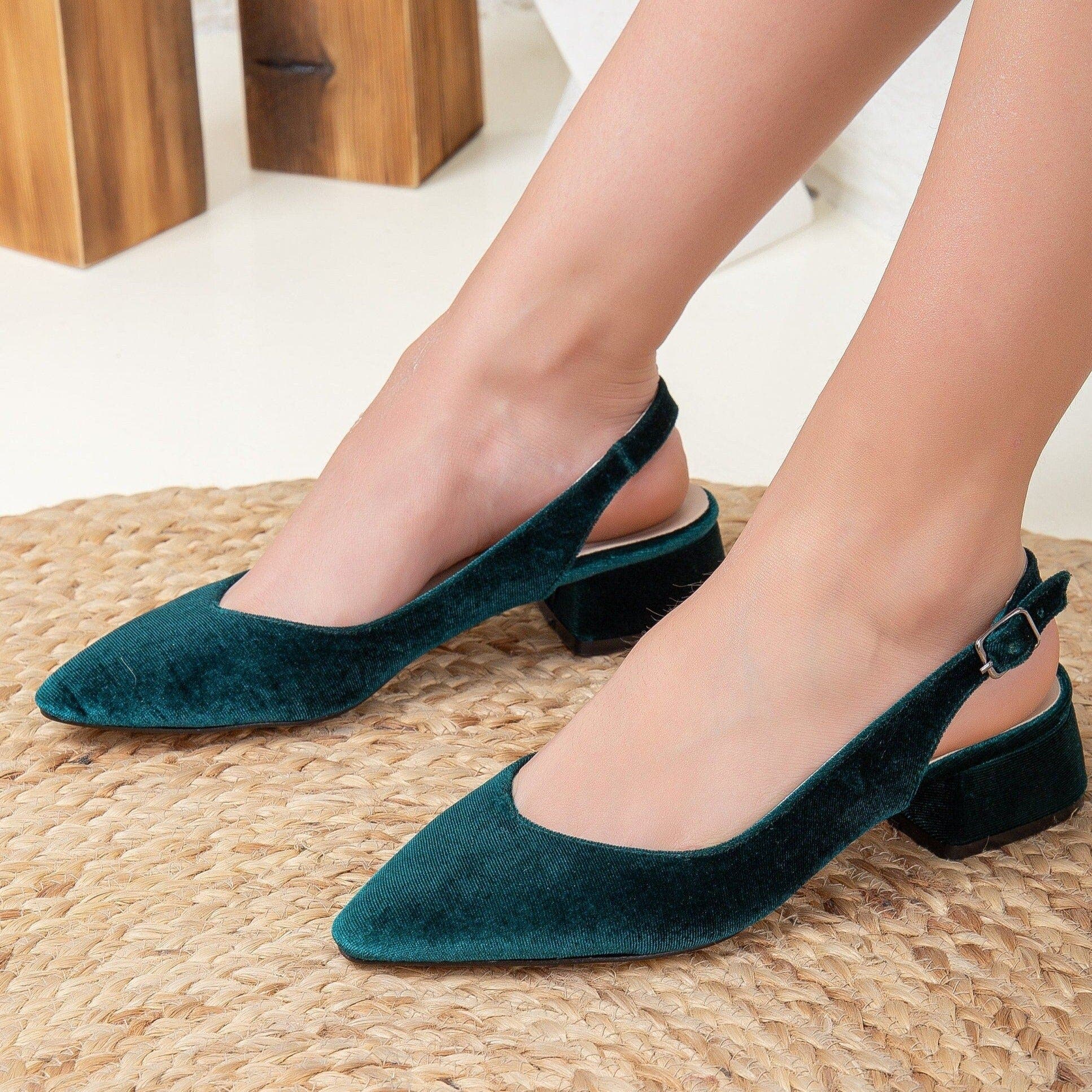 Emma Slingback Flat Heels, Alternate, color, Green