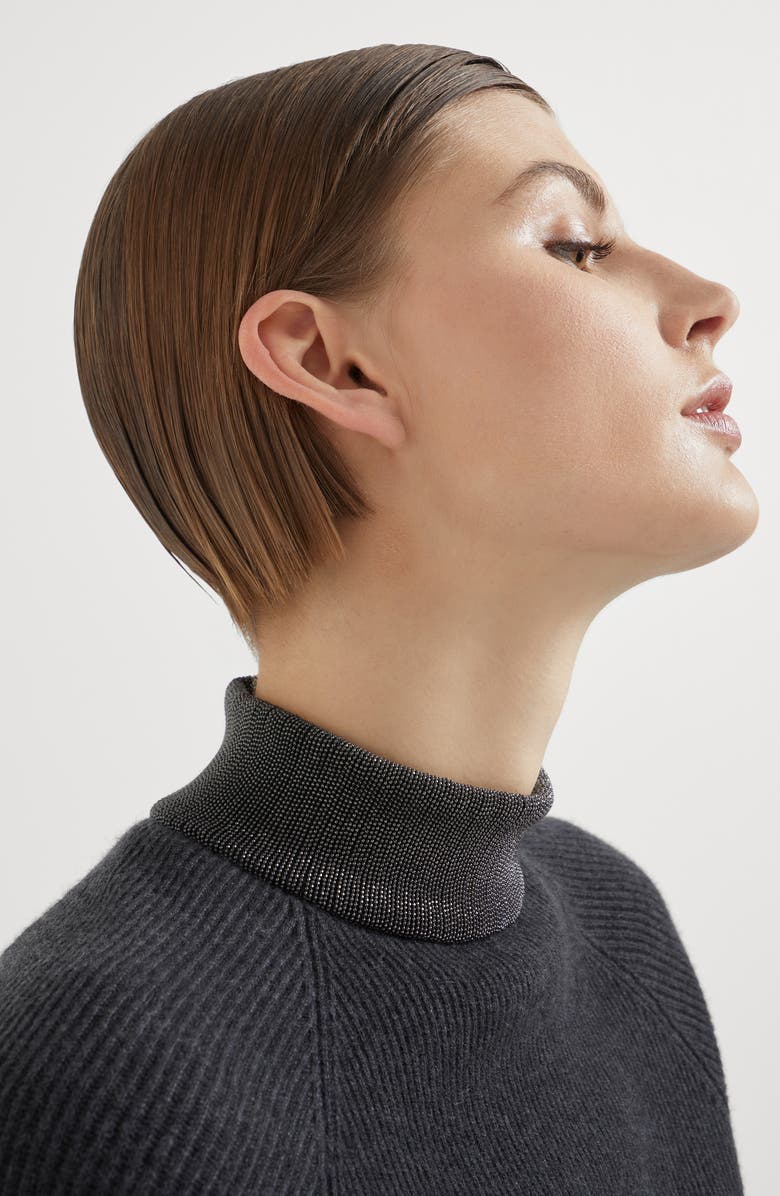 Brunello Cucinelli English rib knit sweater with monili, Alternate, color, 