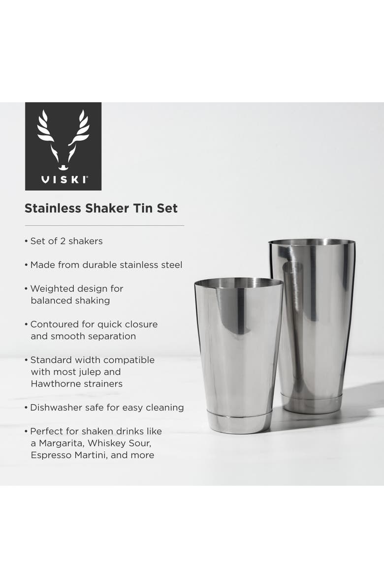 Viski Harrison Boston Shaker Tin Set in Stainless Steel, Alternate, color, Silver