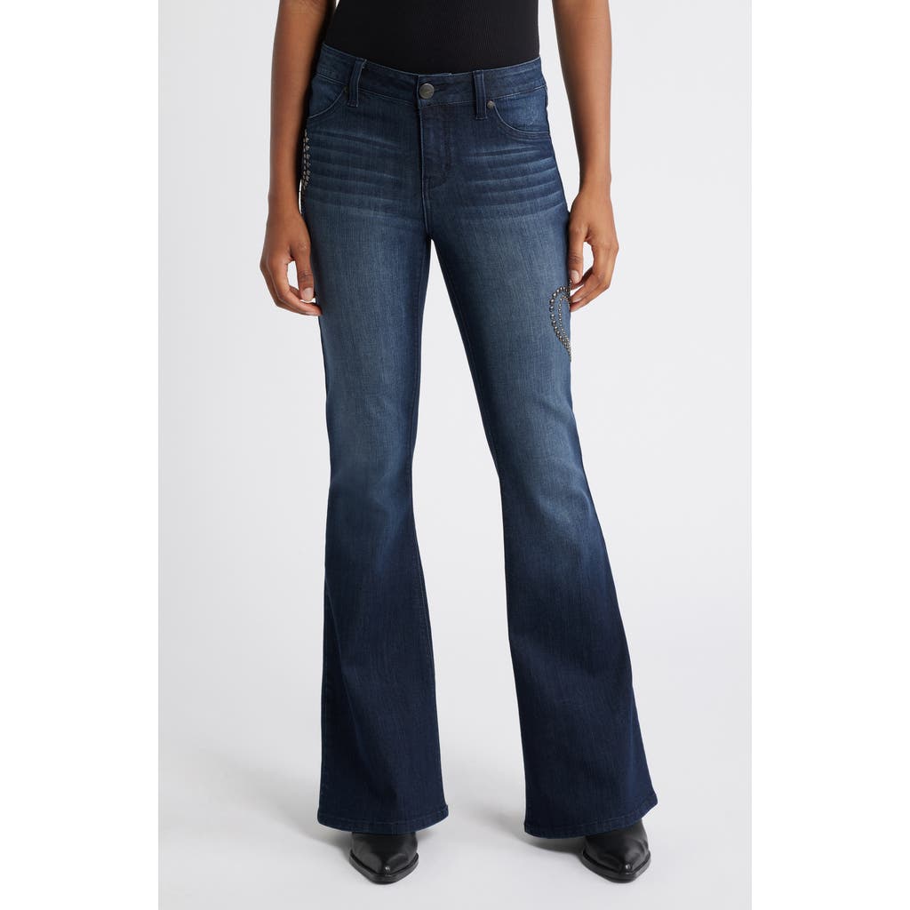 1822 Denim Heart Stud Flare Jeans in Giovanna
