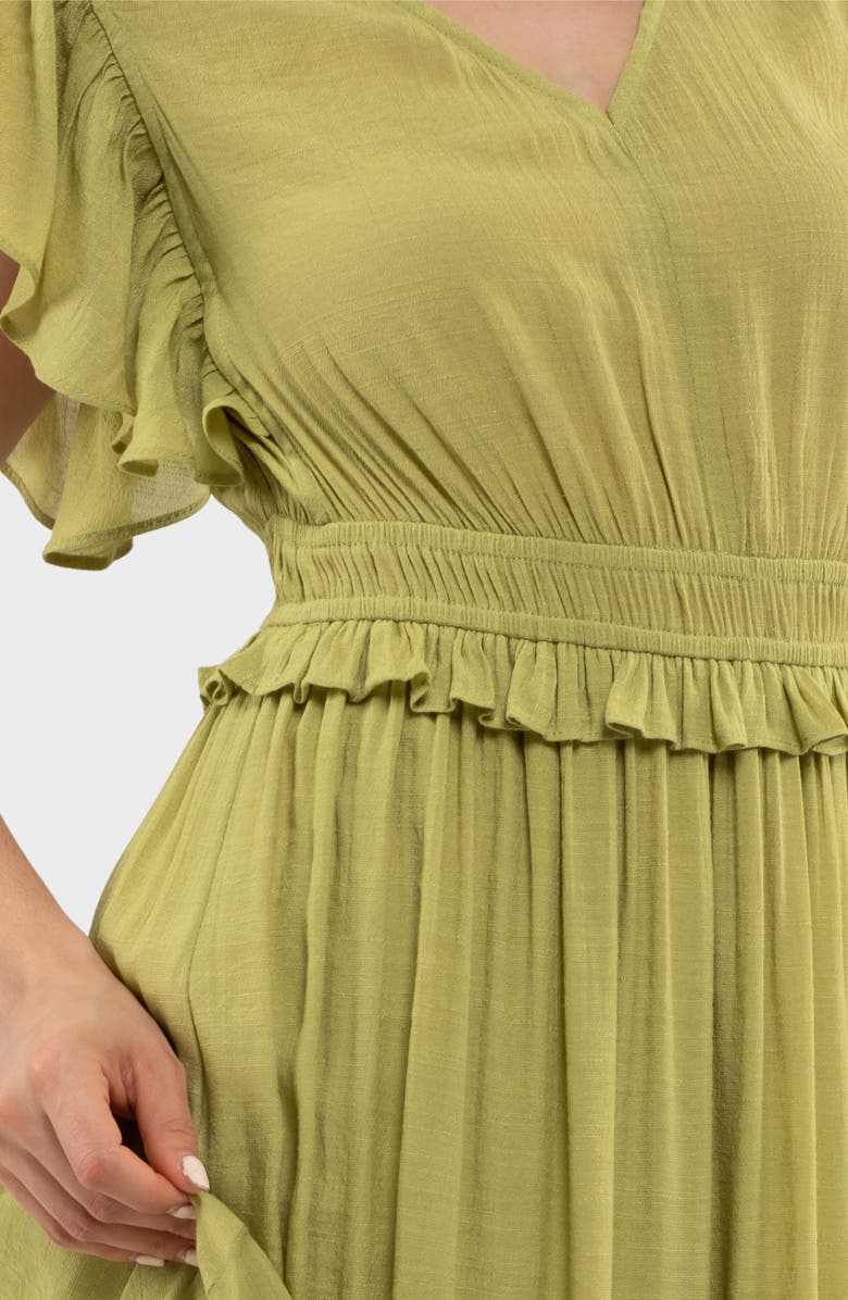 AUGUST SKY Flutter Sleeve Maxi Dress, Alternate, color, Kiwi