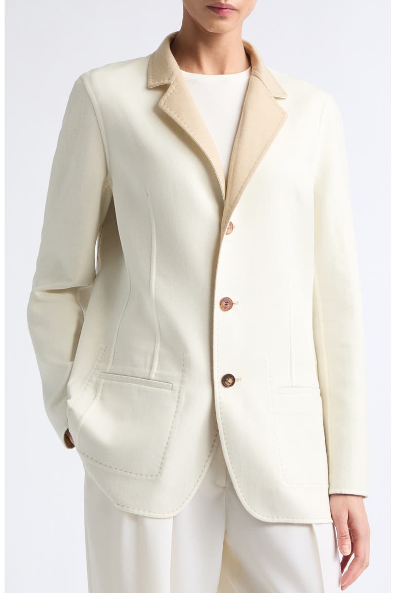 Patch Pocket Reversible Wool & Silk Blazer, Alternate, color, BEECHNUT/CLOUD