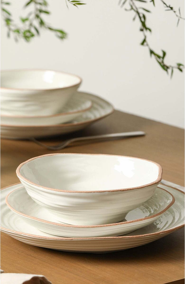 Stone Lain Nami Stoneware 12-Piece Dinnerware Set, Alternate, color, White