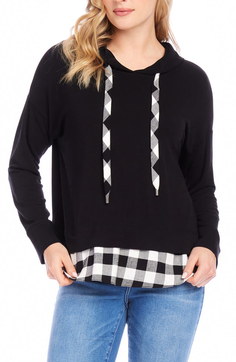 Karen Kane Contrast Hem Hoodie, Main, color, 