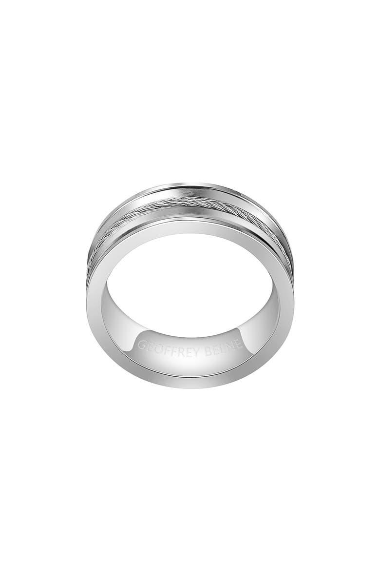 Men's Stainless Steel Inset Wire Band Ring, Alternate, color, SILVER