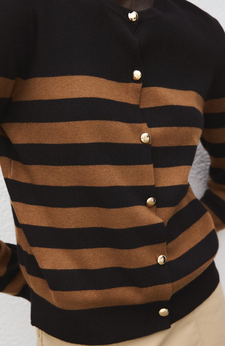 MANGO Split Cuff Button Front Cardigan, Alternate, color, Tobacco Brown