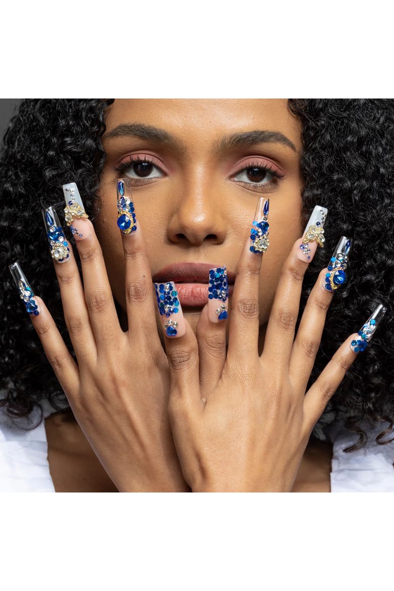 3H Luxury Handmade Press-on Nails - Sapphire Spell, Alternate, color, Blue/Beige