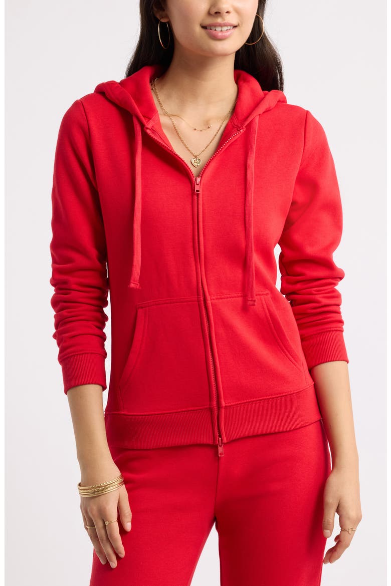 Slim Fleece Full Zip Hoodie, Alternate, color, RED PEPPER