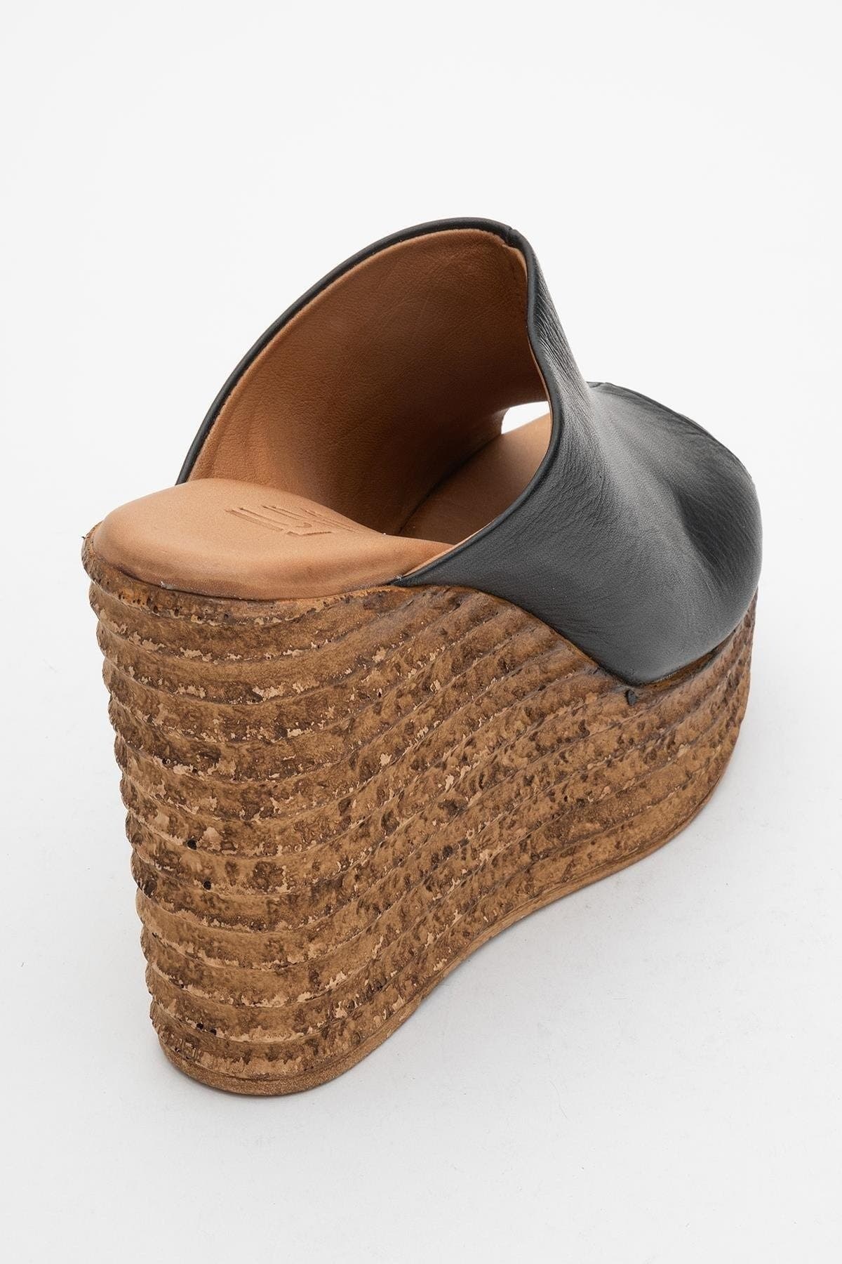 Forever & Always Shoes Nelly Leather Platform Sandal, Alternate, color, Black Leather