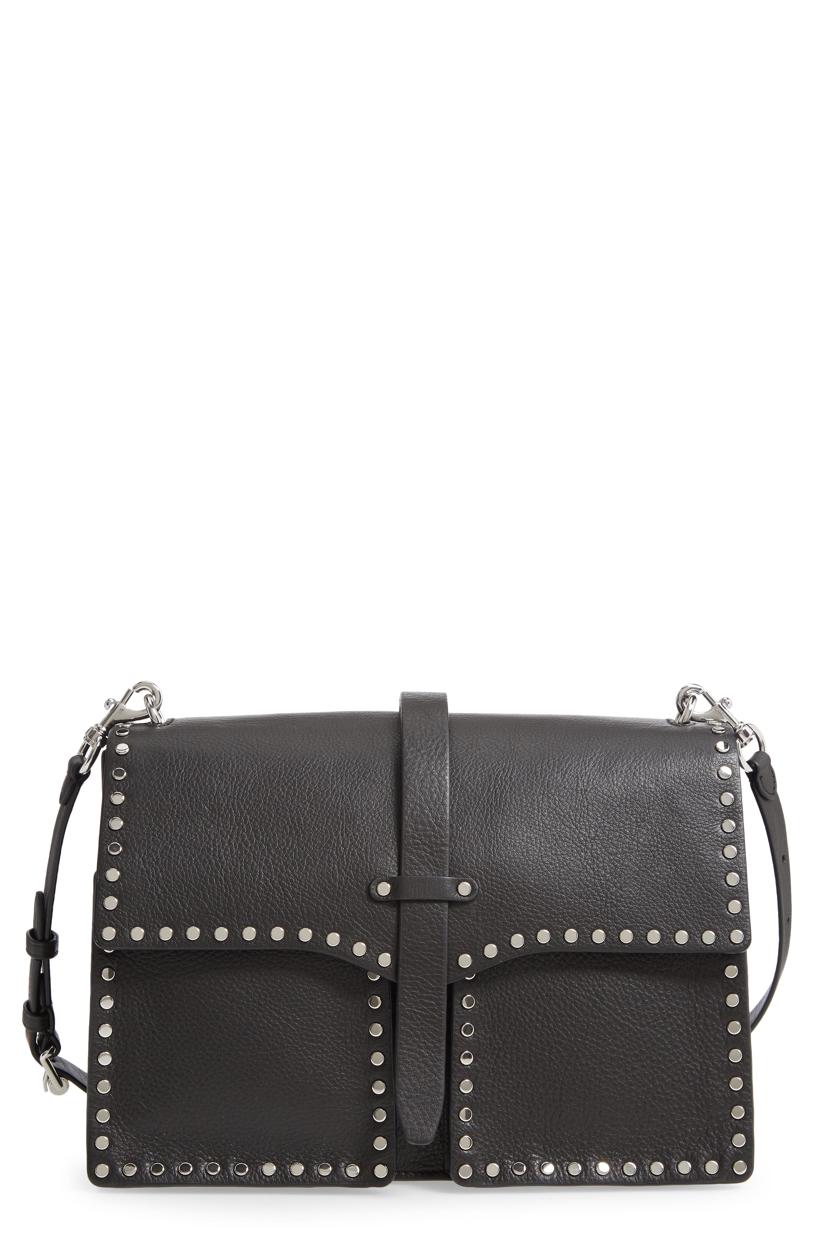 Rebecca Minkoff Studded Leather Shoulder Bag, Main, color, 