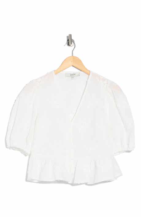 Joie Floral Puff Sleeve Peplum Crop Top